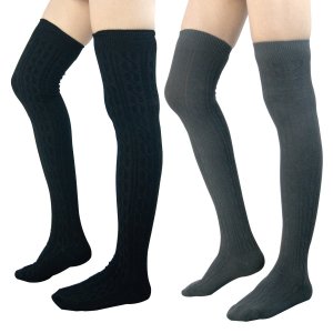 YSense - Pack of 2 Womens Girls Winter Over Knee Leg Warmer Knit Crochet Socks Leggings