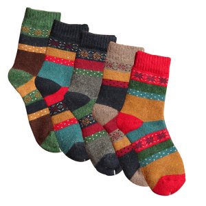 YSense - Pack of 5 Womens Thick Knit Warm Casual Wool Crew Winter Socks