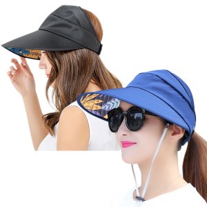 Womens Sun Hats Wide Brim UV Protection Summer Beach Cap Sports Visor